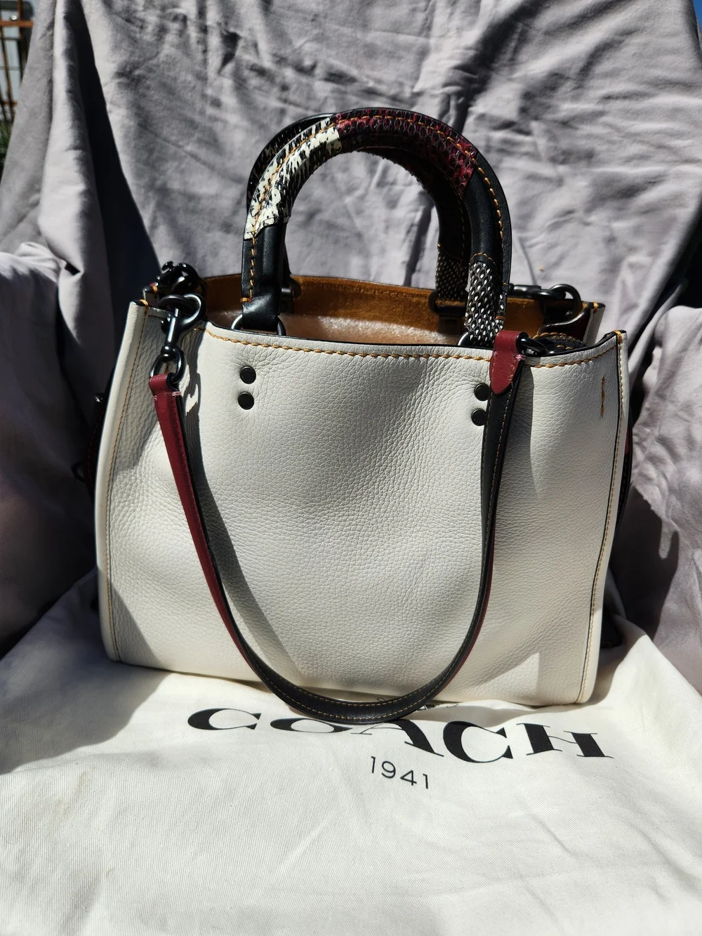 Coach 1941 Rogue 30 Snakeskin Handle Tote Bag